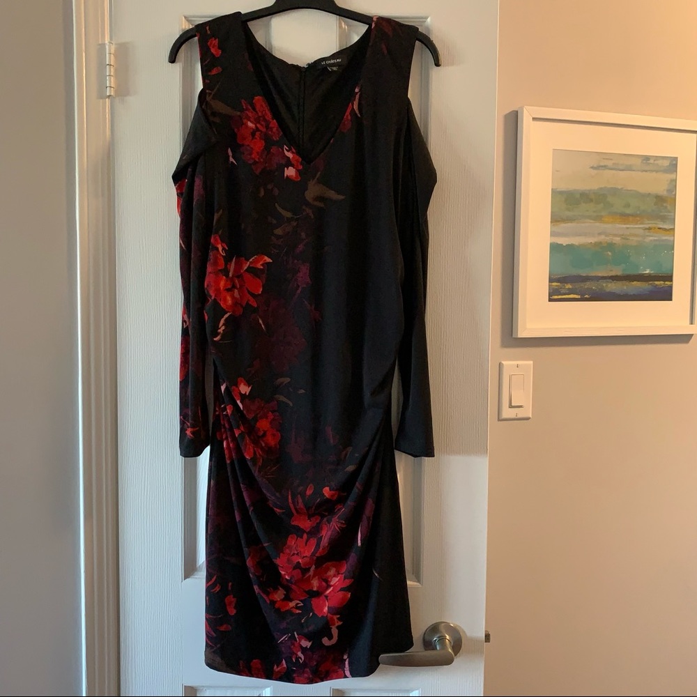 Le Chateau Cold Shoulder Floral Dress